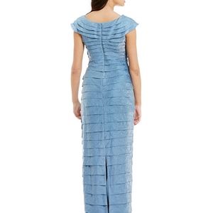 London Times Shimmer Portrait Collar Shutter Gown